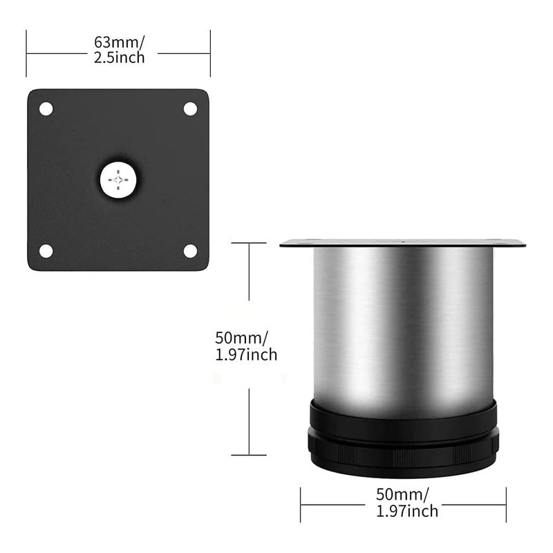 Owfeel Stainless Steel Furniture Legs Adjustable Metal Desk Feet Office Table for Home DIY Projects TV Stand Bench Dining Board Desk Sofa Couch Chair Cabinet Pack of 4 (5cm) - Image 2